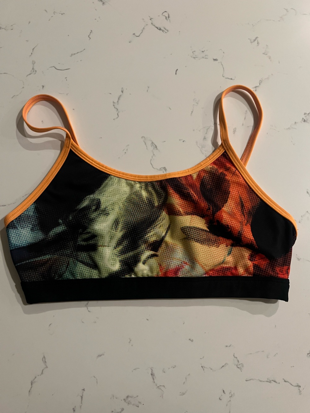 Reebok Black Sports Bra with Orange Straps